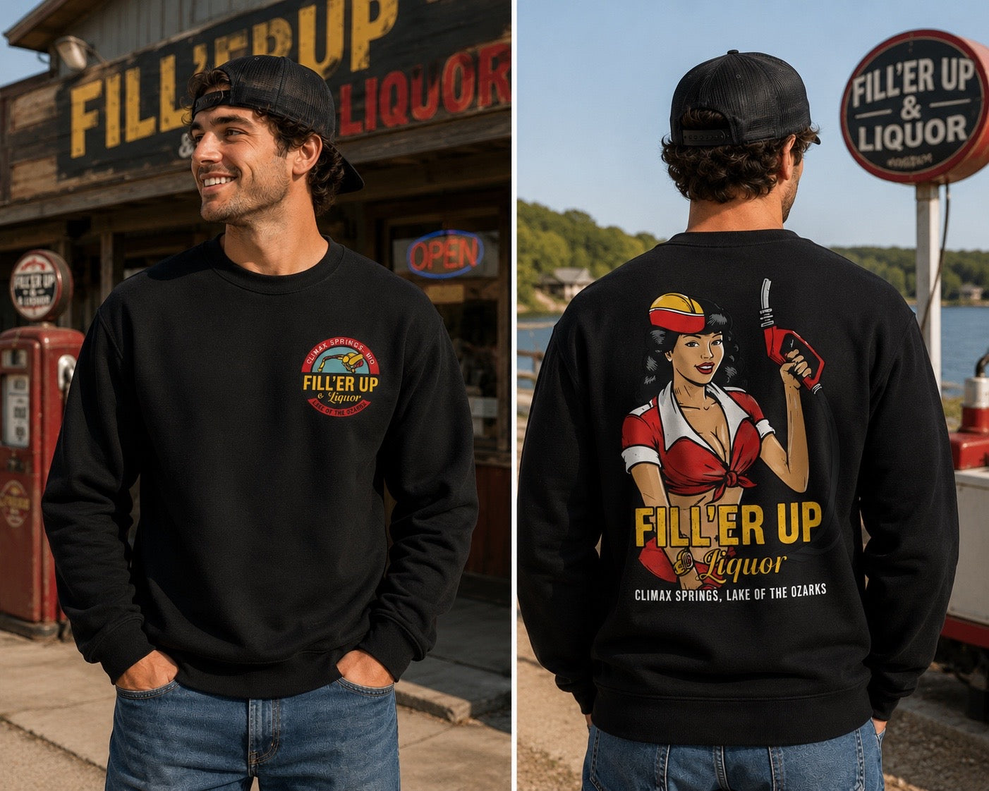 Black Pin up Crewneck Sweater